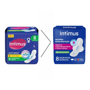 Absorvente Intimus Gel Noturno Seca Com Abas 8 Unidades