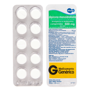Dipirona Sódica 500mg 10 Comprimidos Ems