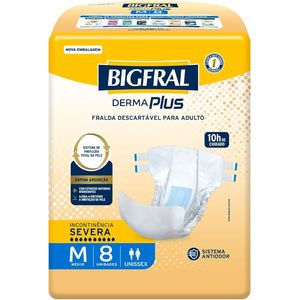 Fralda Geriátrica Bigfral Derma Plus M 8 Unidades