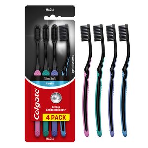 Escova Dental Colgate Slim Soft Black 4 Unidades