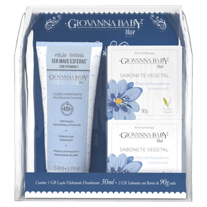 Kit Giovanna Baby Blue Loção Hidratante 50ml + 2 Sabonetes Em Barra 90g
