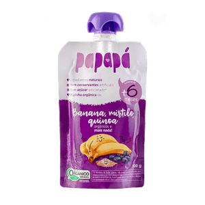 Papinha Orgânica Papapá Banana, Mirtilo E Quinoa 100g