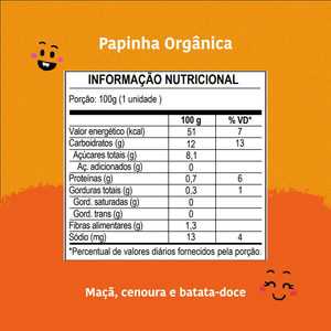 Papinha Orgânica Papapá Maçã, Batata Doce E Cenoura 100g