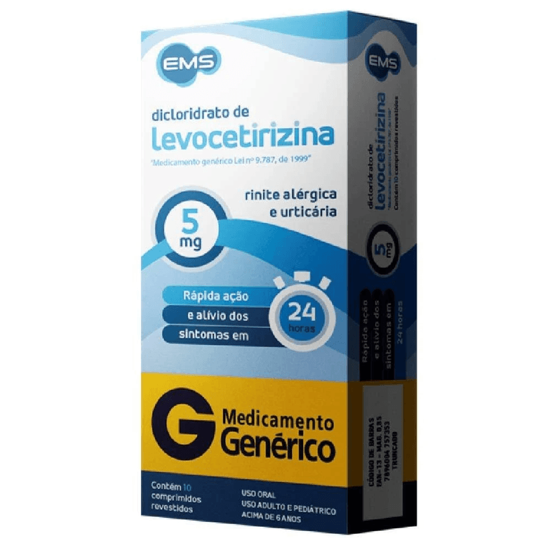 1109955.Dicloridrato-de-Levocetirizina-5mg-10-Comprimidos-Revestidos-EMS-Generico