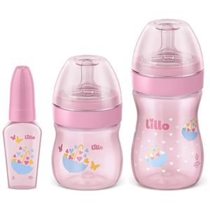Kit Lillo Mamadeiras Primeiros Passos Rosa 50ml + 120ml + 260ml