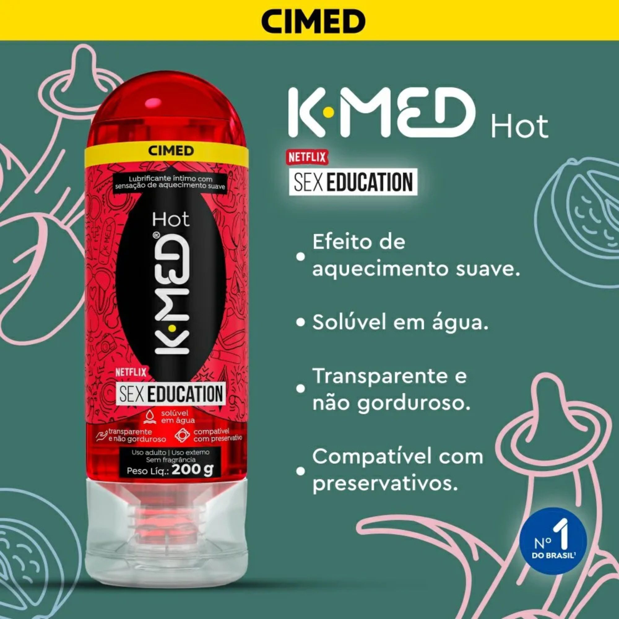 Gel Lubrificante K-med Hot Sex Education 200g - PromoFarma