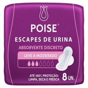 Absorvente Para Incontinência Poise Leve A Moderado 8 Unidades