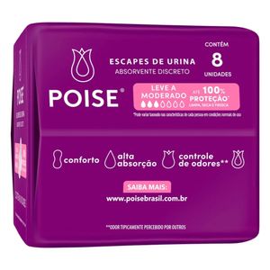 Absorvente Para Incontinência Poise Leve A Moderado 8 Unidades