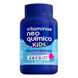 Multivitamínico Neo Química Kids Imunidade Sabor Morango 60 Comprimidos Mastigáveis