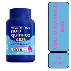 Multivitamínico Neo Química Kids Imunidade Sabor Morango 60 Comprimidos Mastigáveis