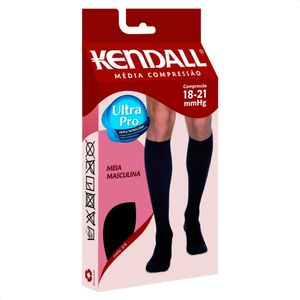Meia Elástica Masculina Kendall Média Compressão 3/4 Preto G 1 Unidade