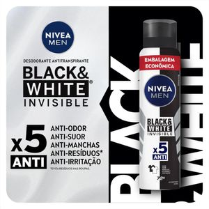 Desodorante Aerossol Nivea Men Black & White Embalagem Econômica 72h 200ml
