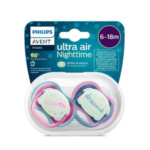 Chupeta Philips Avent Ultra Air Nighttime 6-18 Meses Rosa - 2 Unidades