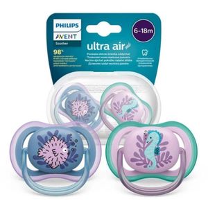Chupeta Philips Avent Ultra Air Azul E Lilás 6-18 Meses - 2 Unidades