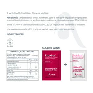 Suplemento Alimentar Proidrat Carboidrato, Eletrólito, Zinco E Lactobacillus Rhamnosus 12 Envelopes