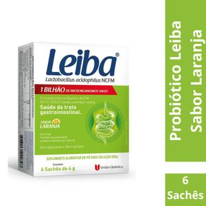 Probiótico Leiba Sabor Laranja 6 Sachês De 4g Cada