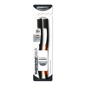 Escova De Dente Powerdent Supreme Black 2 Unidades