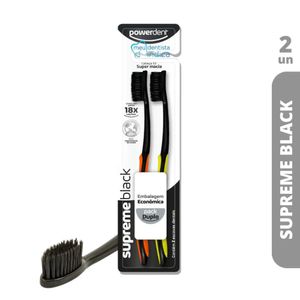 Escova De Dente Powerdent Supreme Black 2 Unidades