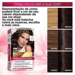 Tinta De Cabelo Permanente Imédia Excellence L'oréal Paris Creme - 3 Castanho Escuro