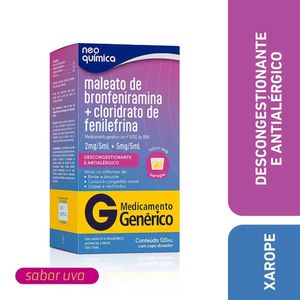 Maleato De Bronfeniramina 2mg + Cloridrato De Fenilefrina 5mg Neo Química Xarope 120ml
