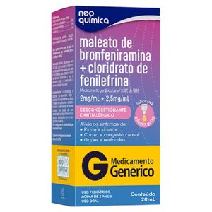 Maleato De Bronfeniramina 2mg/ml + Cloridrato De Fenilefrina 2,5mg/ml Neo Química Solução Gotas 20ml