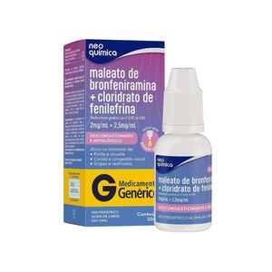 Maleato De Bronfeniramina 2mg/ml + Cloridrato De Fenilefrina 2,5mg/ml Neo Química Solução Gotas 20ml