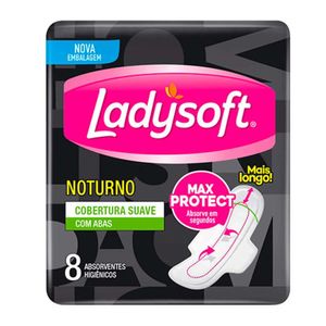 Absorvente Ladysoft Noturno Cobertura Suave Com Abas 8 Unidades