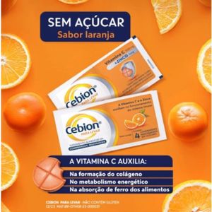 Cebion Vitamina C + Zinco Para Levar Sabor Laranja 4 Comprimidos