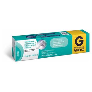 Sulfato De Neomicina 5mg + Bacitracina 250ui Pomada Dermatológica 15g Medley Genérico