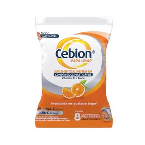 Cebion Vitamina C + Zinco Para Levar Sabor Laranja 8 Comprimidos