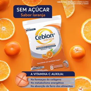 Cebion Vitamina C + Zinco Para Levar Sabor Laranja 8 Comprimidos