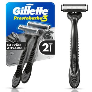 Aparelho De Barbear Descartável Gillette Prestobarba 3 Carvão Ativado 2 Unidades