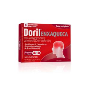 Doril Enxaqueca Ácido Acetilsalicílico 250mg + Paracetamol 250mg + Cafeína 65mg 8 Comprimidos