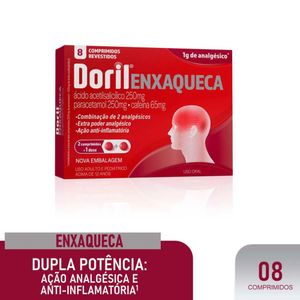 Doril Enxaqueca Ácido Acetilsalicílico 250mg + Paracetamol 250mg + Cafeína 65mg 8 Comprimidos