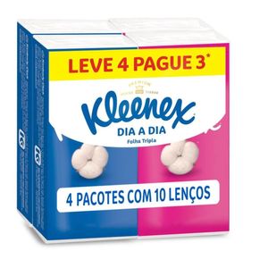 Kit Lenços De Papel De Bolso Kleenex Dia A Dia 4 Unidades