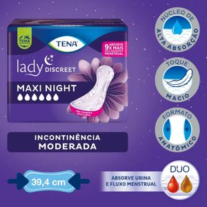 Absorvente Para Incontinência Urinária Tena Lady Discreet Maxi Night Feminino 14 Unidades