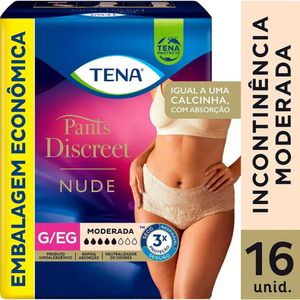 Roupa Íntima Descartável Tena Pants Discreet Feminino G/eg Nude 16 Unidades