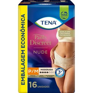 Roupa Íntima Descartável Tena Pants Discreet Feminino P/m Nude 16 Unidades