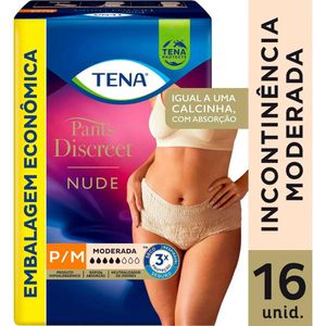 Roupa Íntima Descartável Tena Pants Discreet Feminino P/m Nude 16 Unidades