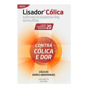 Lisador Cólica Butilbrometo De Escopolamina 10mg + Dipirona Monoidratada 250mg 20 Comprimidos