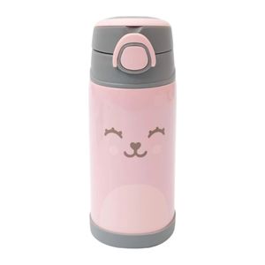 Garrafa Térmica Com Canudo Buba Baby Gumy Rosa Com 400ml