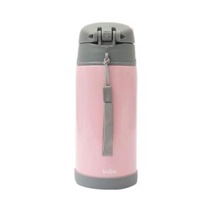 Garrafa Térmica Com Canudo Buba Baby Gumy Rosa Com 400ml