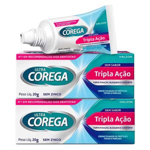 Kit Ultra Corega Tripla Ação Sem Sabor 2 Unidades De 20g