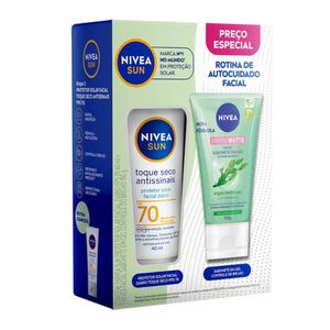 Kit Nivea Rotina De Autocuidado Facial Protetor Solar Fps 70 40ml + Sabonete Em Gel 150g