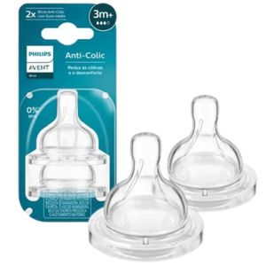 Bico De Mamadeira Philips Avent Anti-colic Fluxo Natural 3m+ 2 Unidades