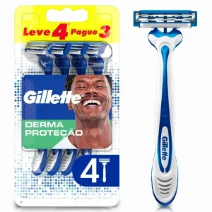 Aparelho De Barbear Gillette Derma Proteção Descartável 4 Unidades