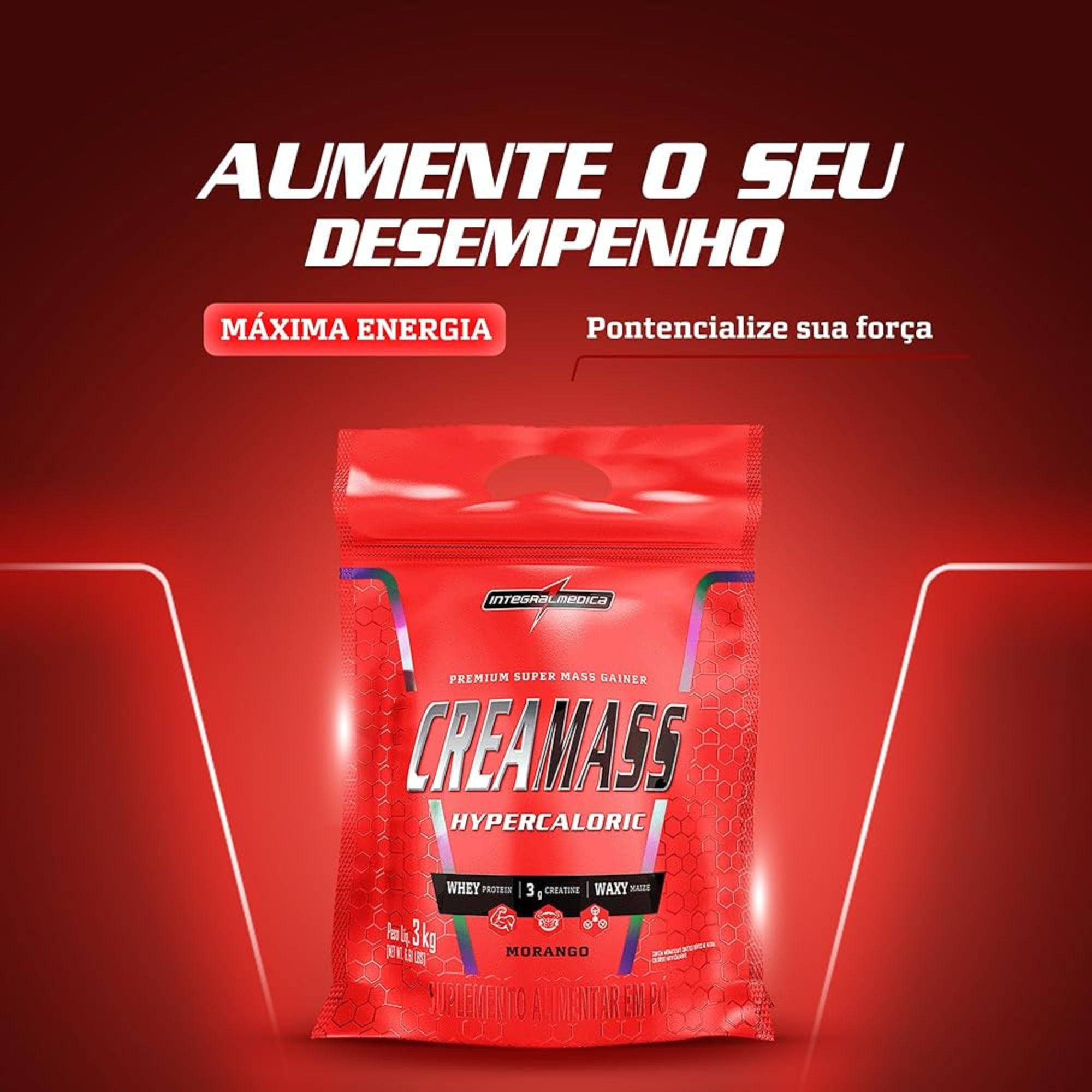 Creamass Hypercaloric Integralmédica Sabor Morango 3kg - PromoFarma