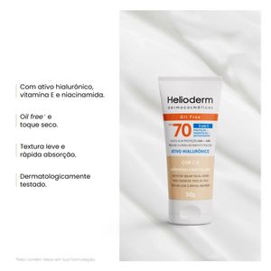 Protetor Solar Facial Helioderm Fps 70 Ativo Hialurônico Bege Claro 50g