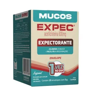 Mucos Expec Acetilcisteína 600mg Legrand Sabor Laranja 10 Envelopes De 5g