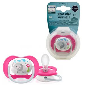 Chupeta Philips Avent Ultra Air 6-18 Meses Rosa Elefante 1 Unidade